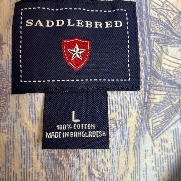 NWT Men’s Saddlebred Button Down Dress Shirt Pirate Ships Theme Size Large - Picture 9 of 10